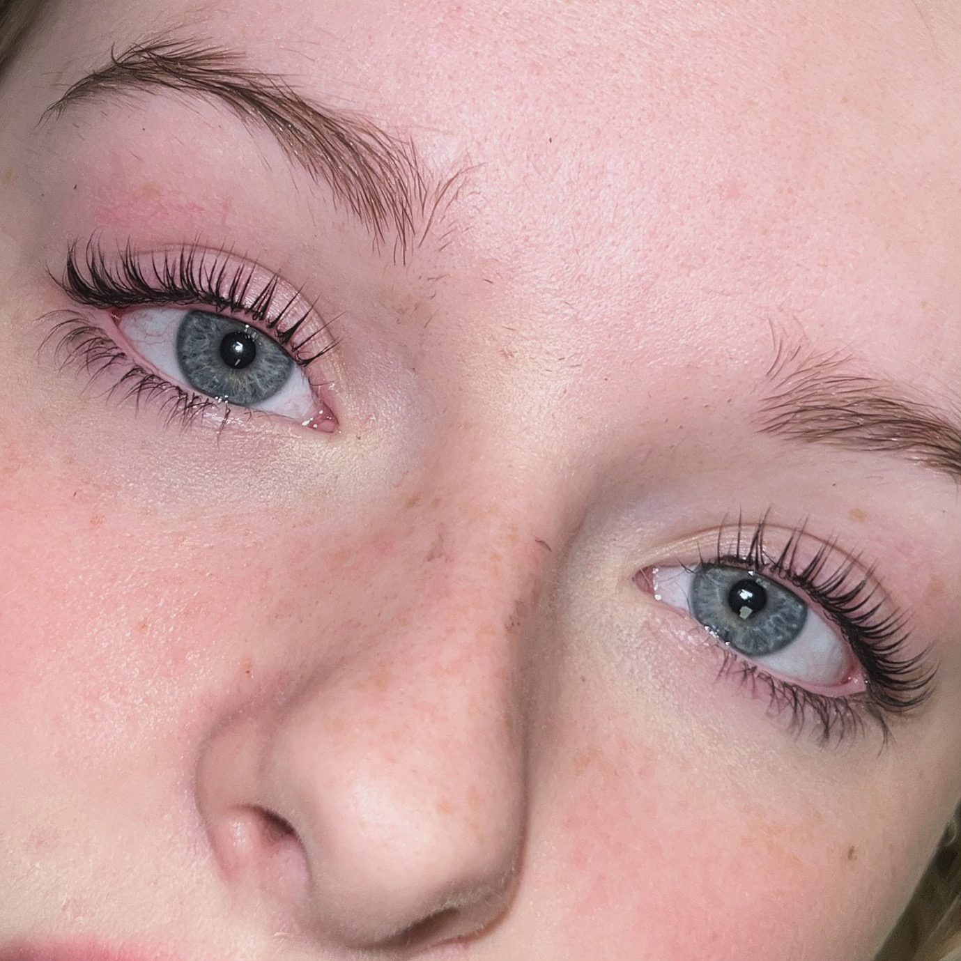 A lash lift, close up