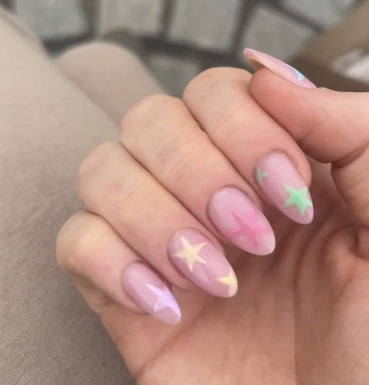 Pastel star nail art